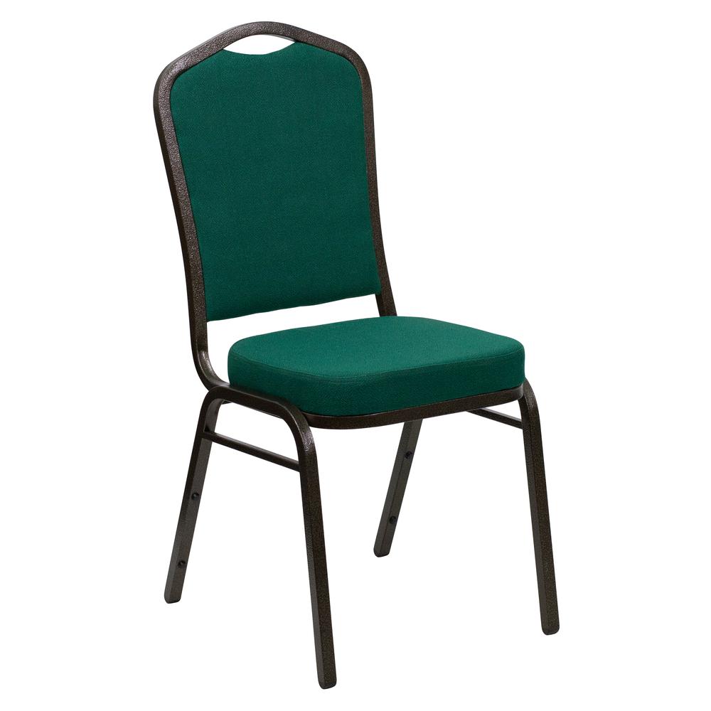  Hercules Series Crown Back Stacking Banquet Chair In Green Fabric - Gold Vein Frame By Flash Furniture 