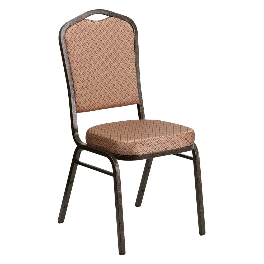  Hercules Series Crown Back Stacking Banquet Chair In Gold Diamond Patterned Fabric - Gold Vein Frame By Flash Furniture 