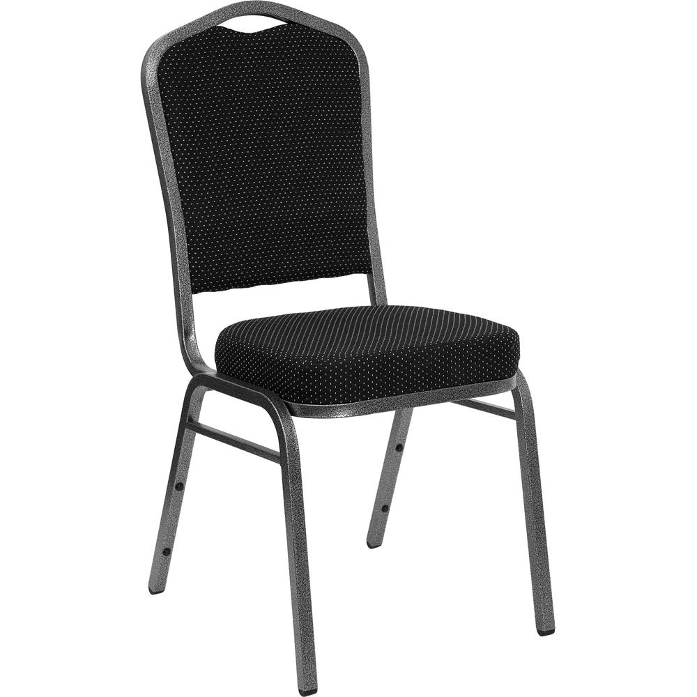  Hercules Series Crown Back Stacking Banquet Chair In Black Dot Patterned Fabric - Silver Vein Frame By Flash Furniture 