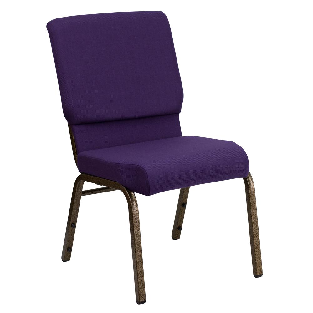  Hercules Series 18.5''W Stacking Church Chair In Royal Purple Fabric - Gold Vein Frame By Flash Furniture 