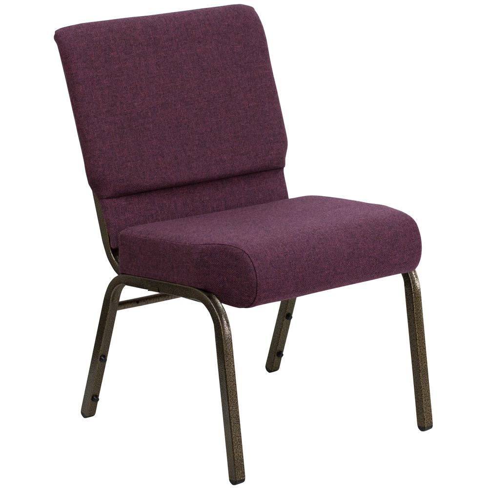  Hercules Series 21''W Stacking Church Chair In Plum Fabric - Gold Vein Frame By Flash Furniture 