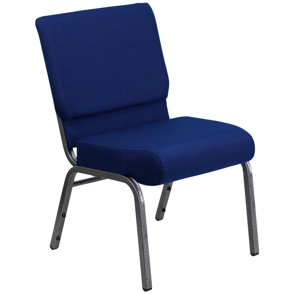  Hercules Series 21''W Stacking Church Chair In Navy Blue Fabric - Silver Vein Frame By Flash Furniture 