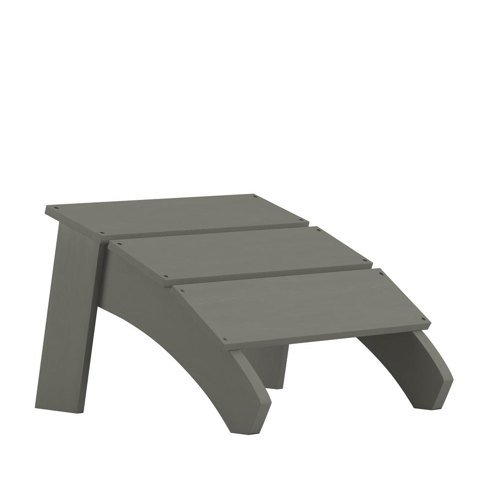  Sawyer Modern All-Weather Poly Resin Wood Adirondack Ottoman Foot Rest In Gray By Flash Furniture 