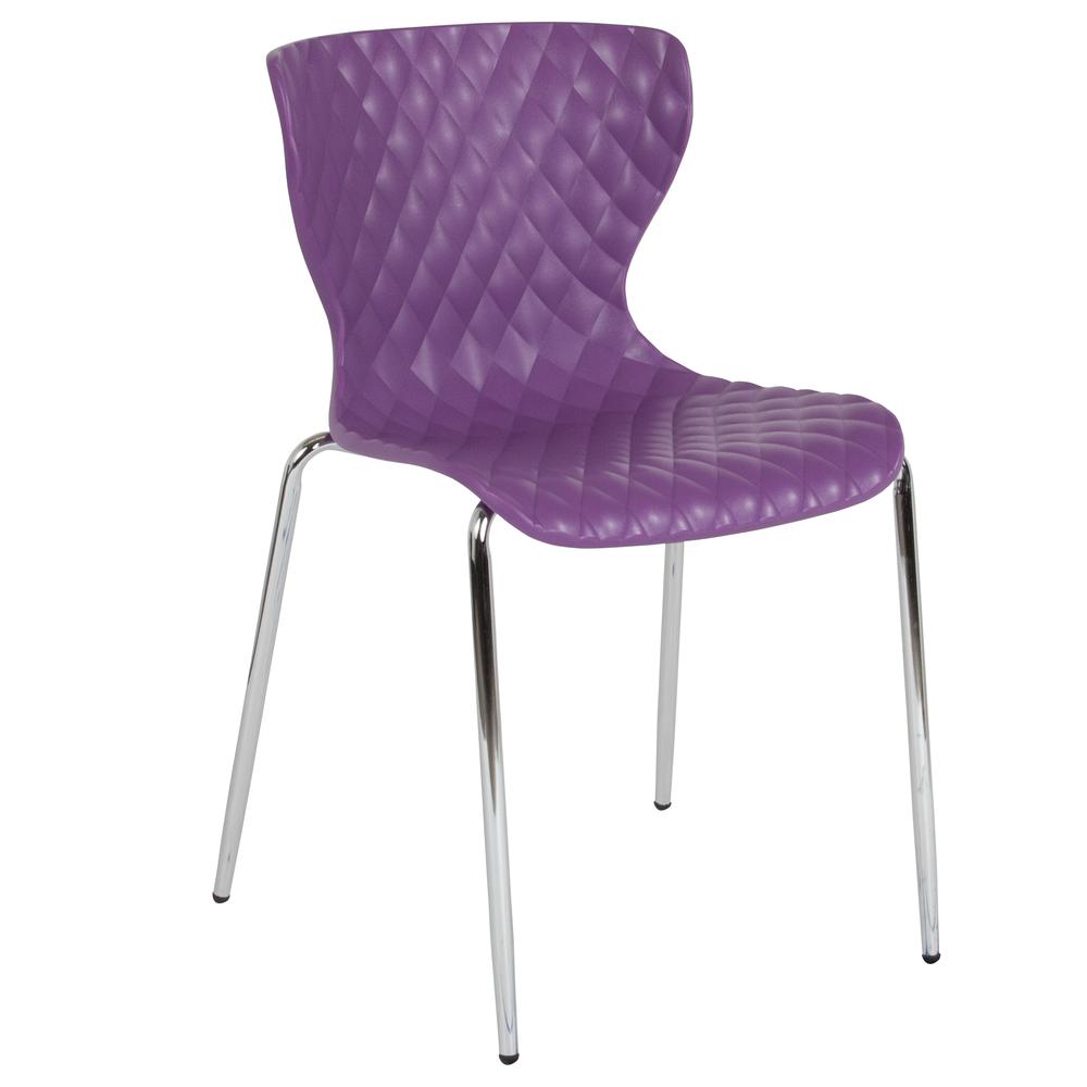  Lowell Contemporary Design Purple Plastic Stack Chair By Flash Furniture 