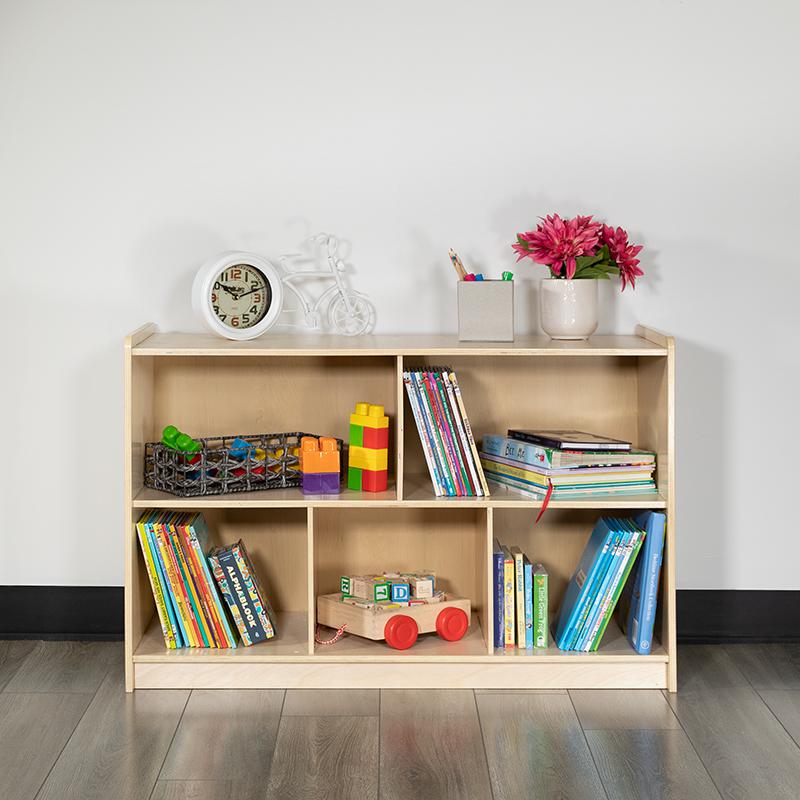  Wooden 5 Section School Classroom Storage Cabinet For Commercial Or Home Use - Safe, Kid Friendly Design - 24"H X 36"L (Natural) By Flash Furniture 