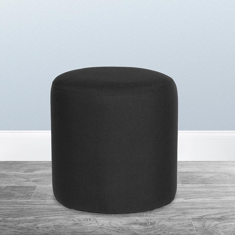  Barrington Upholstered Round Ottoman Pouf In Black Fabric By Flash Furniture 