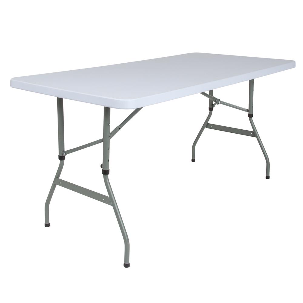  4.93-Foot Height Adjustable Granite White Plastic Folding Table By Flash Furniture 