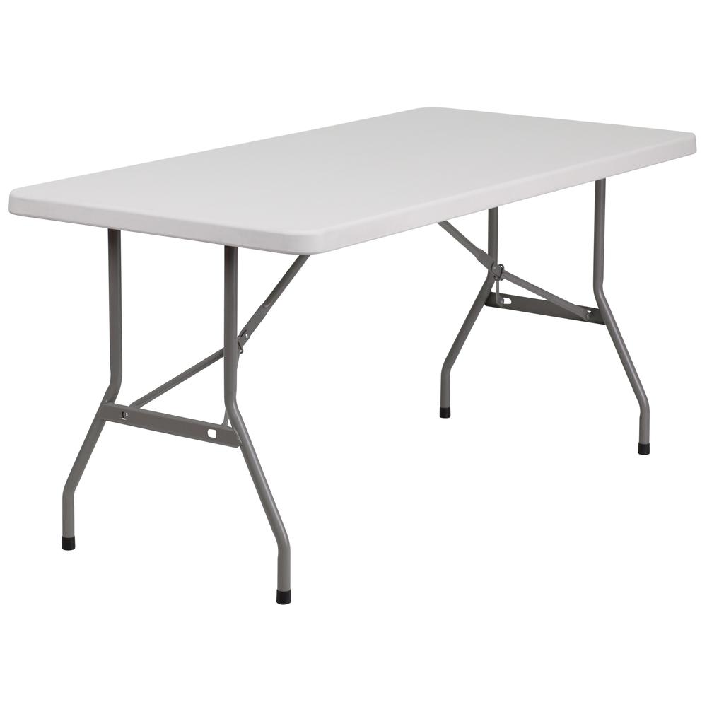  5-Foot Granite In White Plastic Folding Table By Flash Furniture 