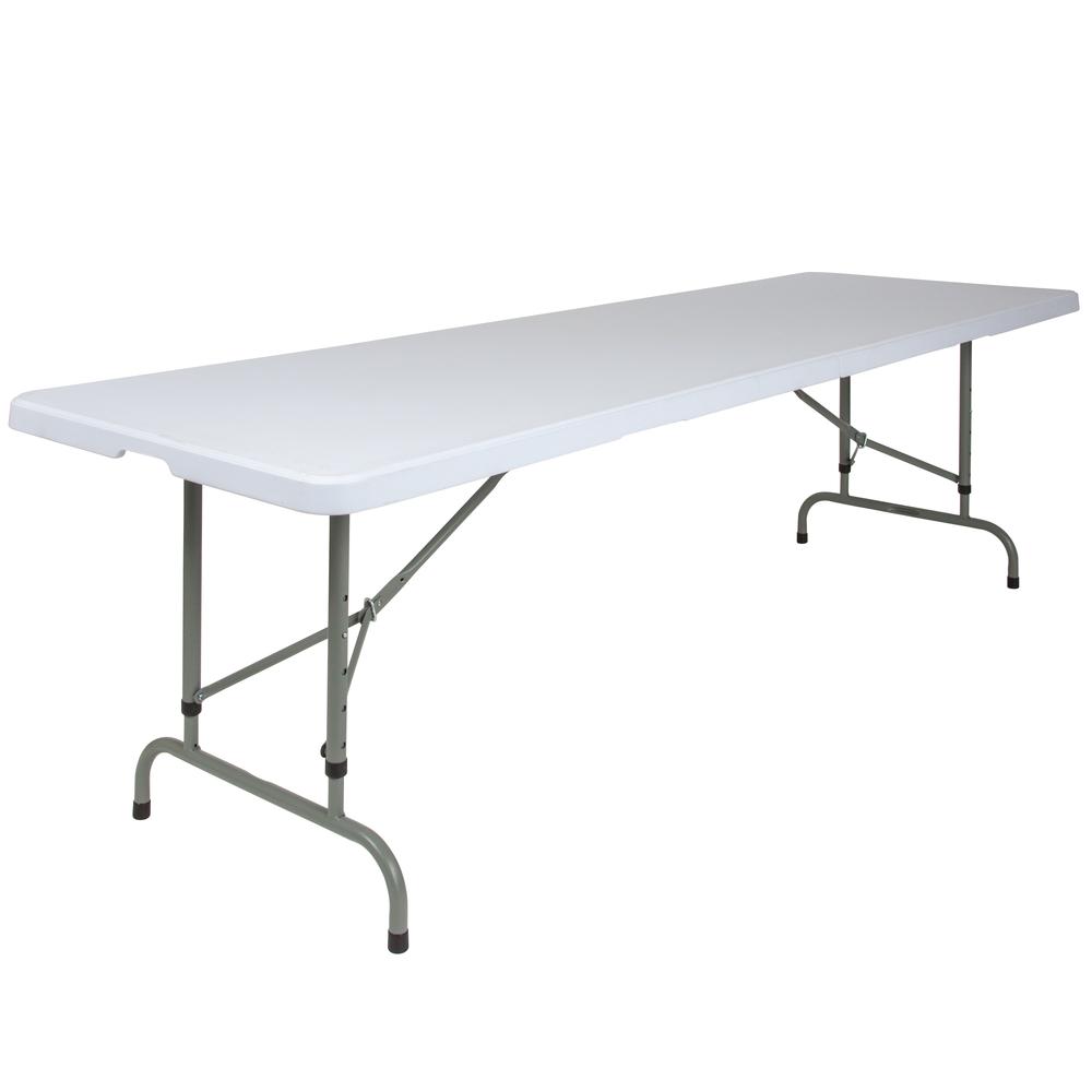  8-Foot Height Adjustable Granite White Plastic Folding Table By Flash Furniture 