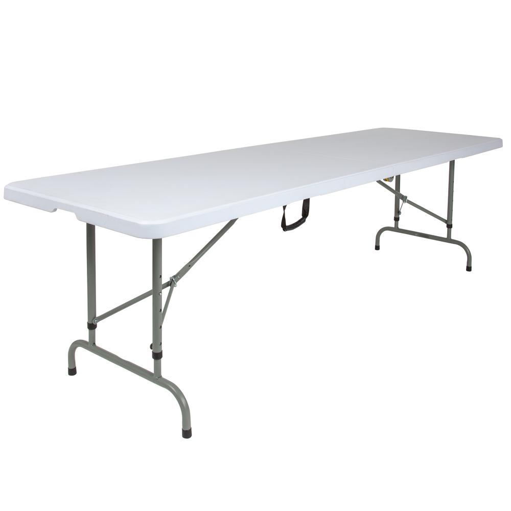  8-Foot Height Adjustable Bi-Fold Granite White Plastic Banquet And Event Folding Table With Carrying Handle By Flash Furniture 