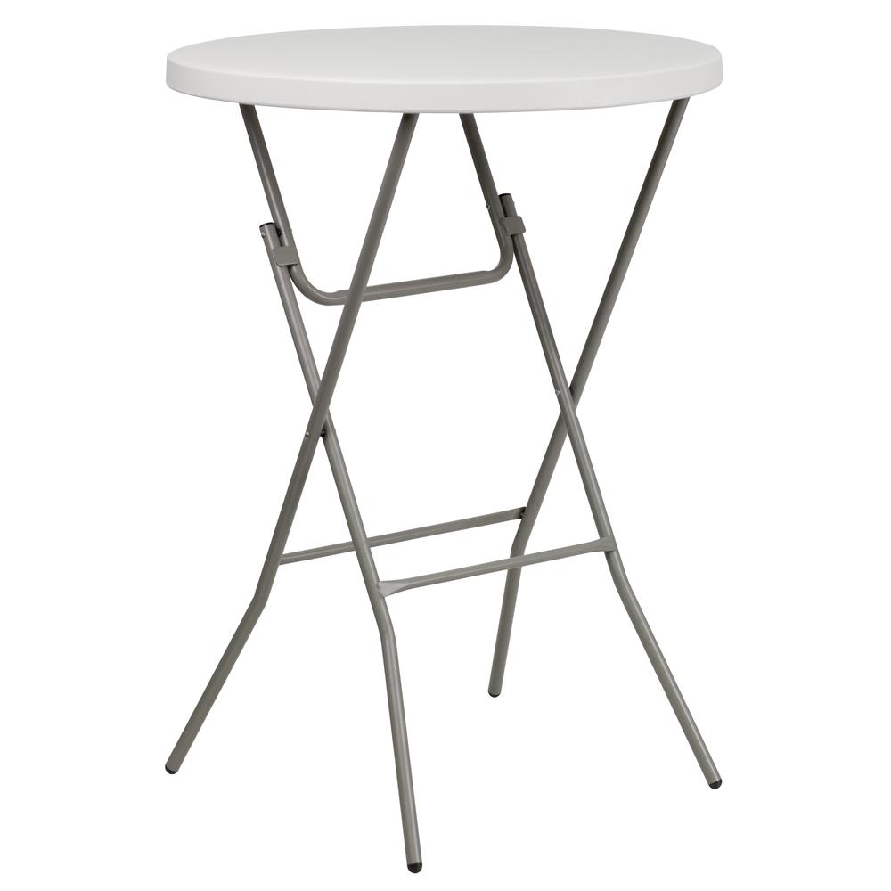  2.63-Foot Round Granite White Plastic Bar Height Folding Table By Flash Furniture 