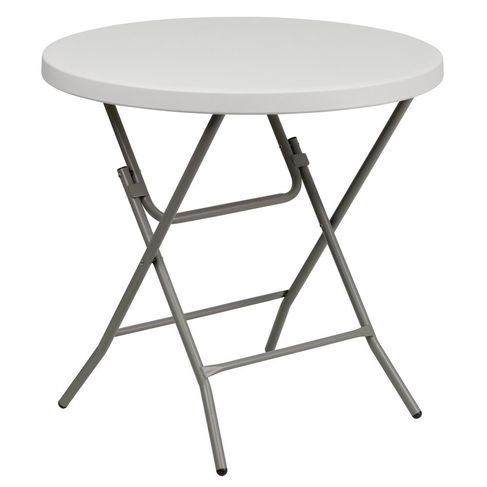  2.63-Foot Round Granite In White Plastic Folding Table By Flash Furniture 