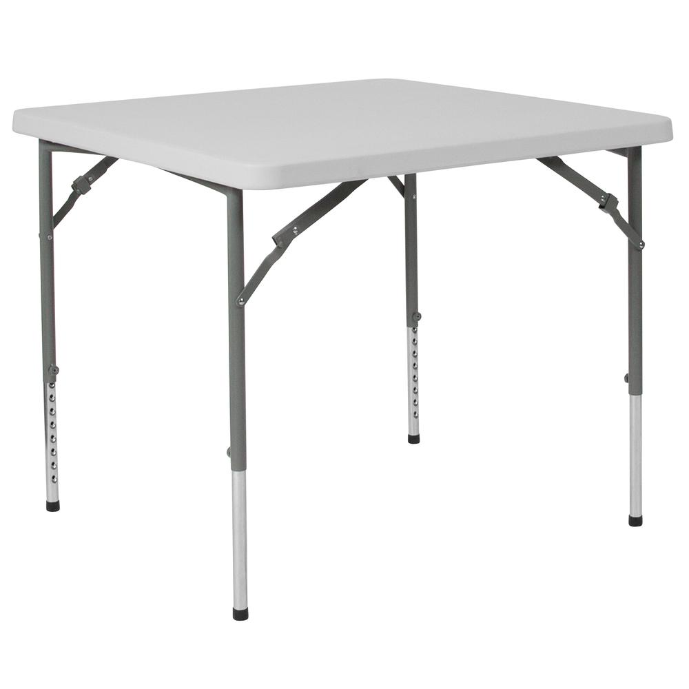  2.79-Foot Square Height Adjustable Granite White Plastic Folding Table By Flash Furniture 