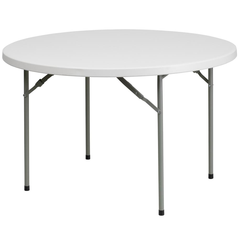  4-Foot Round Granite In White Plastic Folding Table By Flash Furniture 