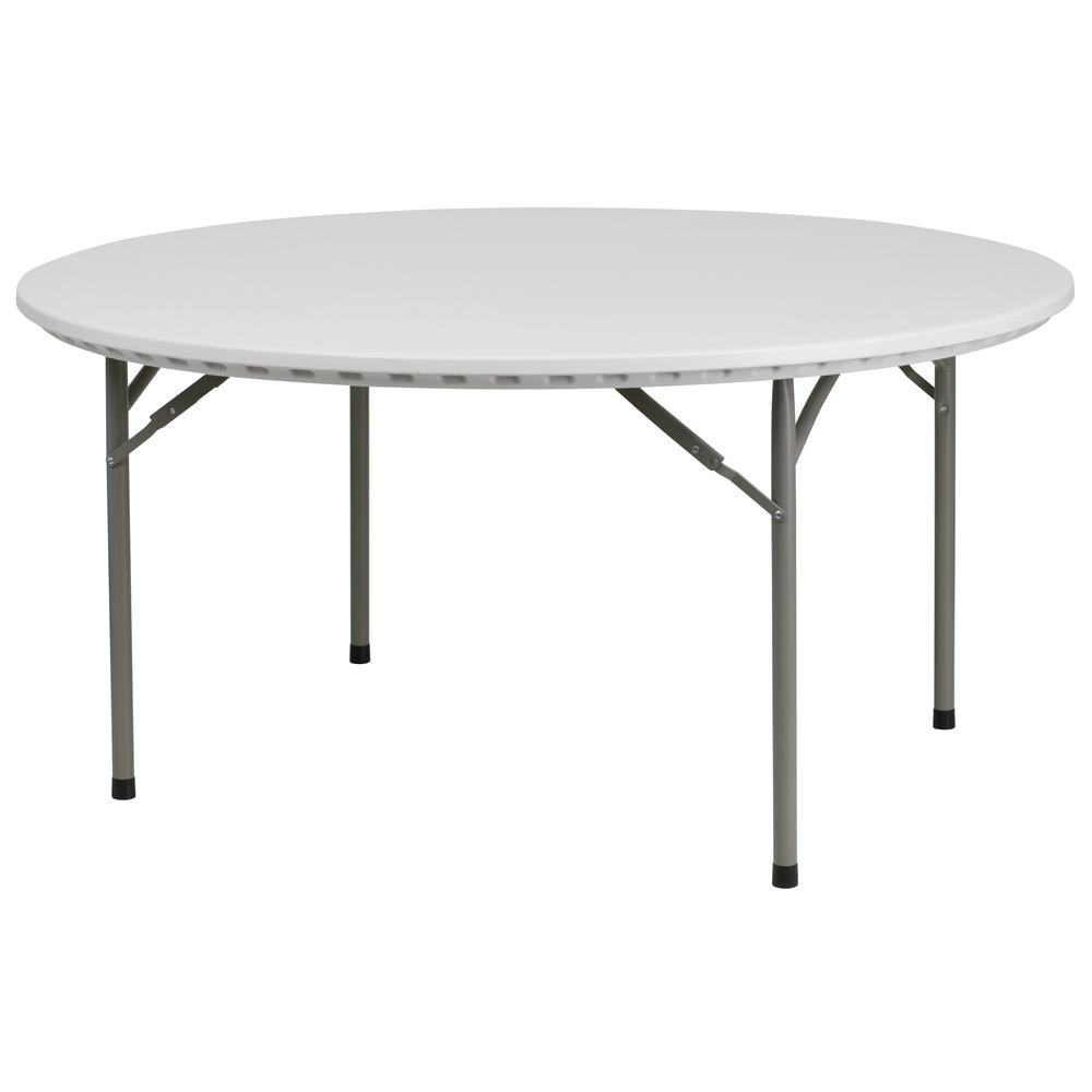  5-Foot Round Granite In White Plastic Folding Table By Flash Furniture 