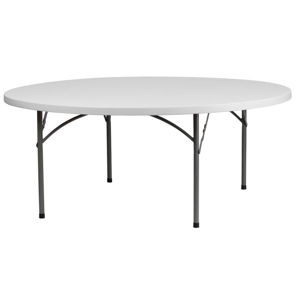  6-Foot Round Granite In White Plastic Folding Table By Flash Furniture 