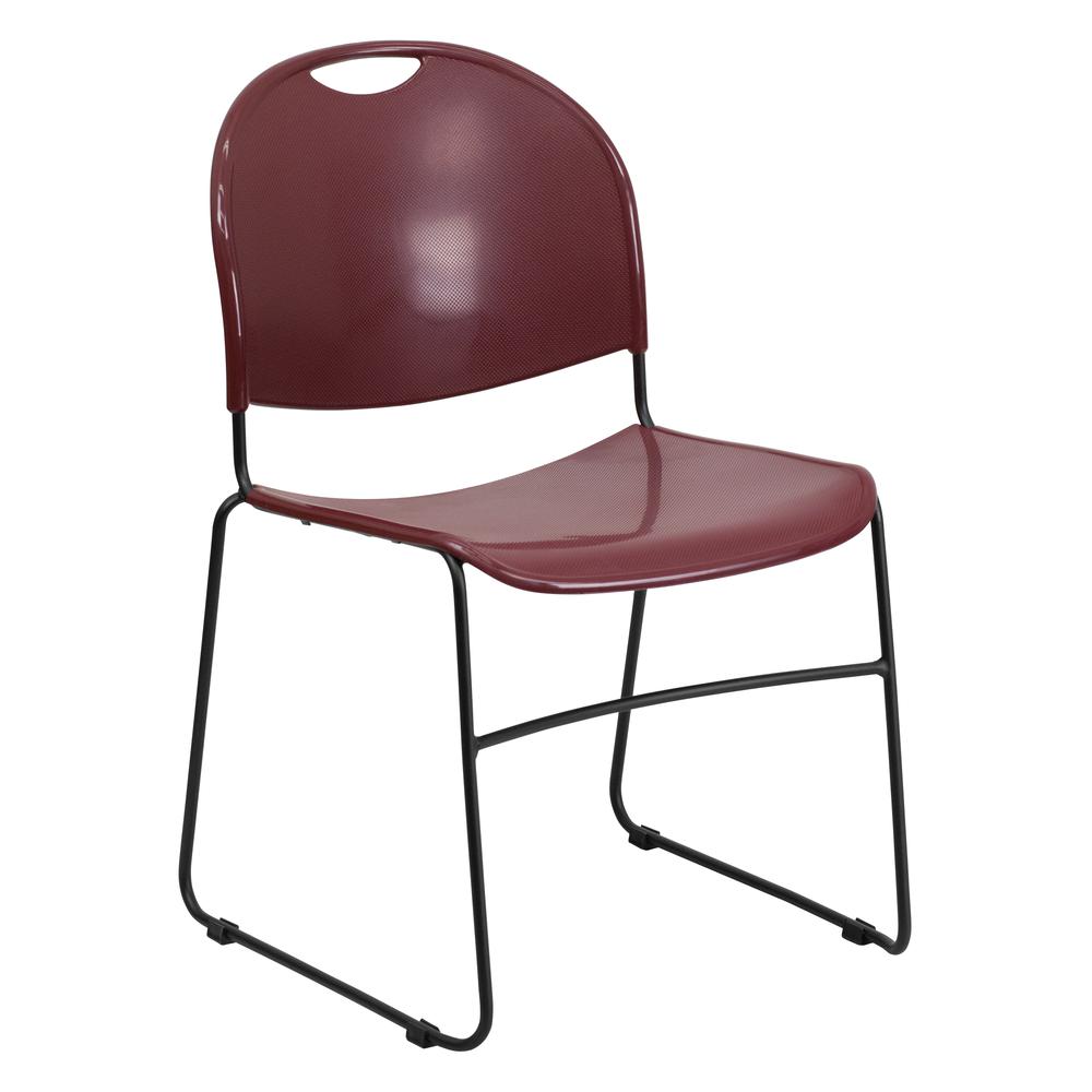  Hercules Series 880 Lb. Capacity Burgundy Ultra-Compact Stack Chair With Black Powder Coated Frame By Flash Furniture 