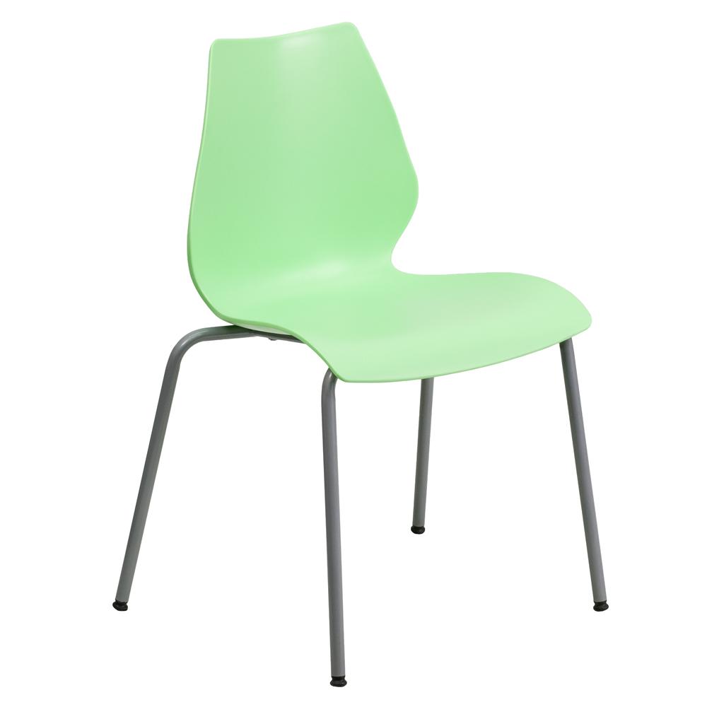  Hercules Series 770 Lb. Capacity Green Stack Chair With Lumbar Support And Silver Frame By Flash Furniture 