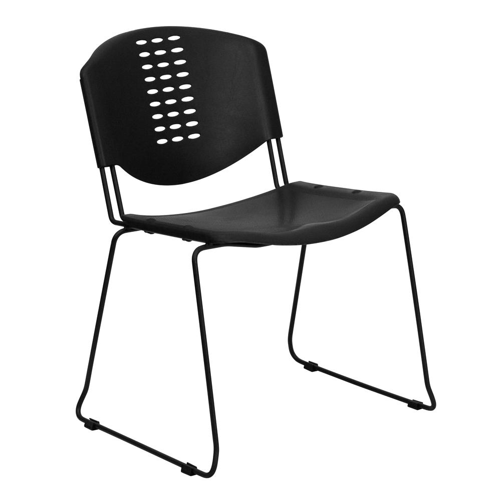  Hercules Series 400 Lb. Capacity Black Plastic Stack Chair With Black Frame By Flash Furniture 