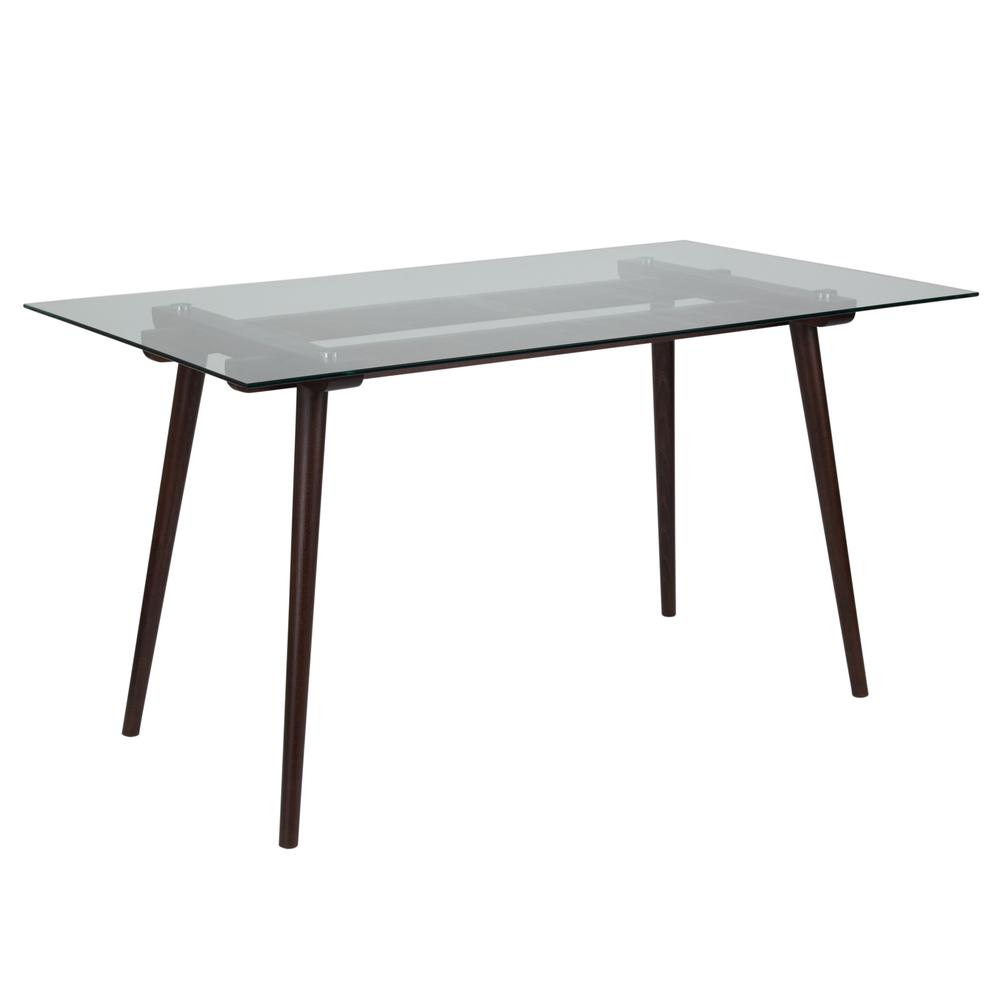  Meriden 31.5" X 55" Rectangular Solid Espresso Wood Table With Clear Glass Top By Flash Furniture 