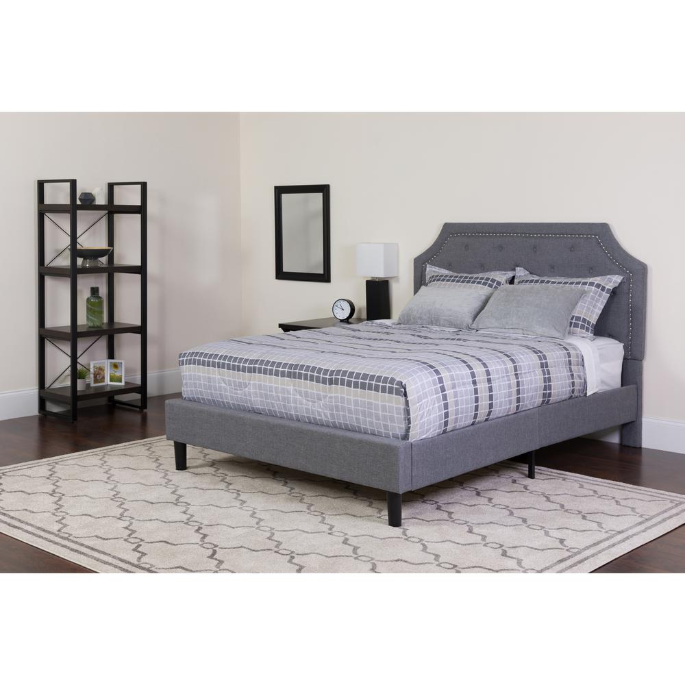  Brighton Full Size Tufted Upholstered Platform Bed In Light Gray Fabric By Flash Furniture 