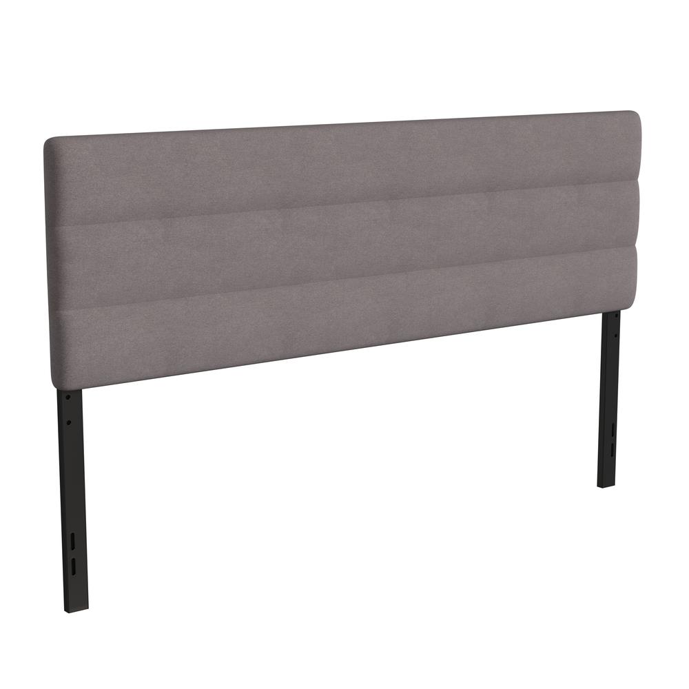  Paxton King Channel Stitched Fabric Upholstered Headboard, Adjustable Height From 44.5" To 57.25" - Gray By Flash Furniture 