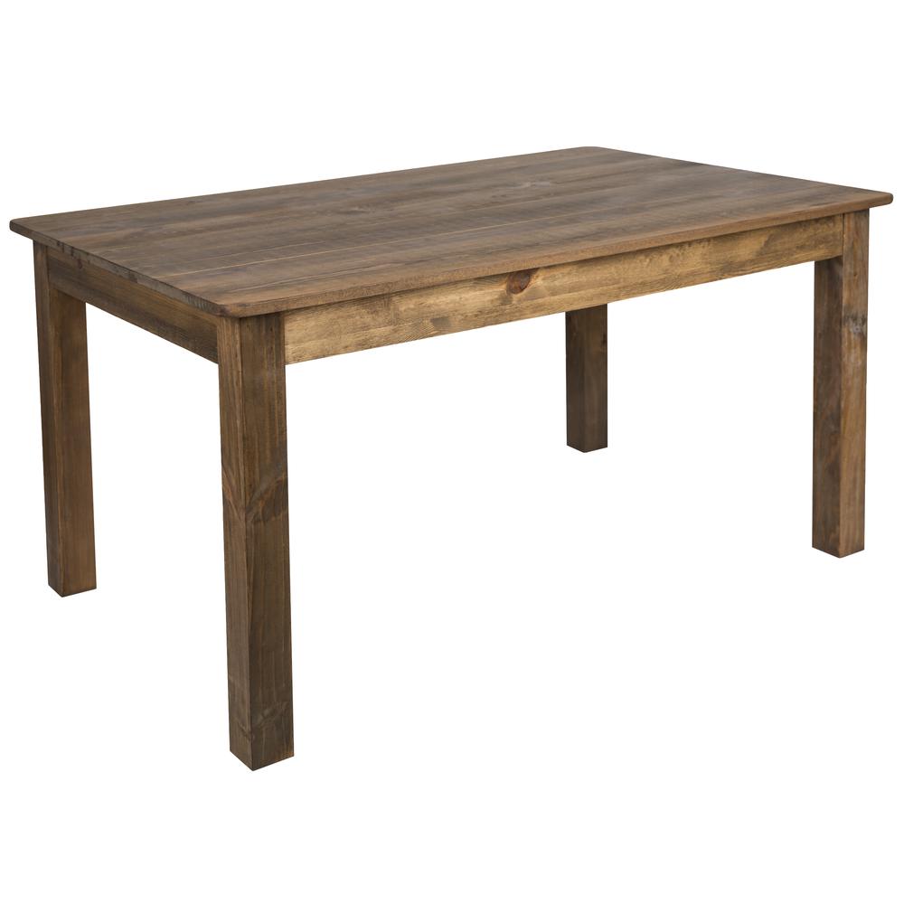  60" X 38" Rectangular Antique Rustic Solid Pine Farm Dining Table By Flash Furniture 