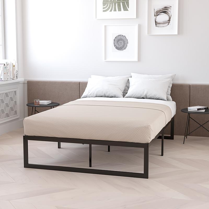  14 Inch Metal Platform Bed Frame With 10 Inch Pocket Spring Mattress In A Box (No Box Spring Required) - King By Flash Furniture 