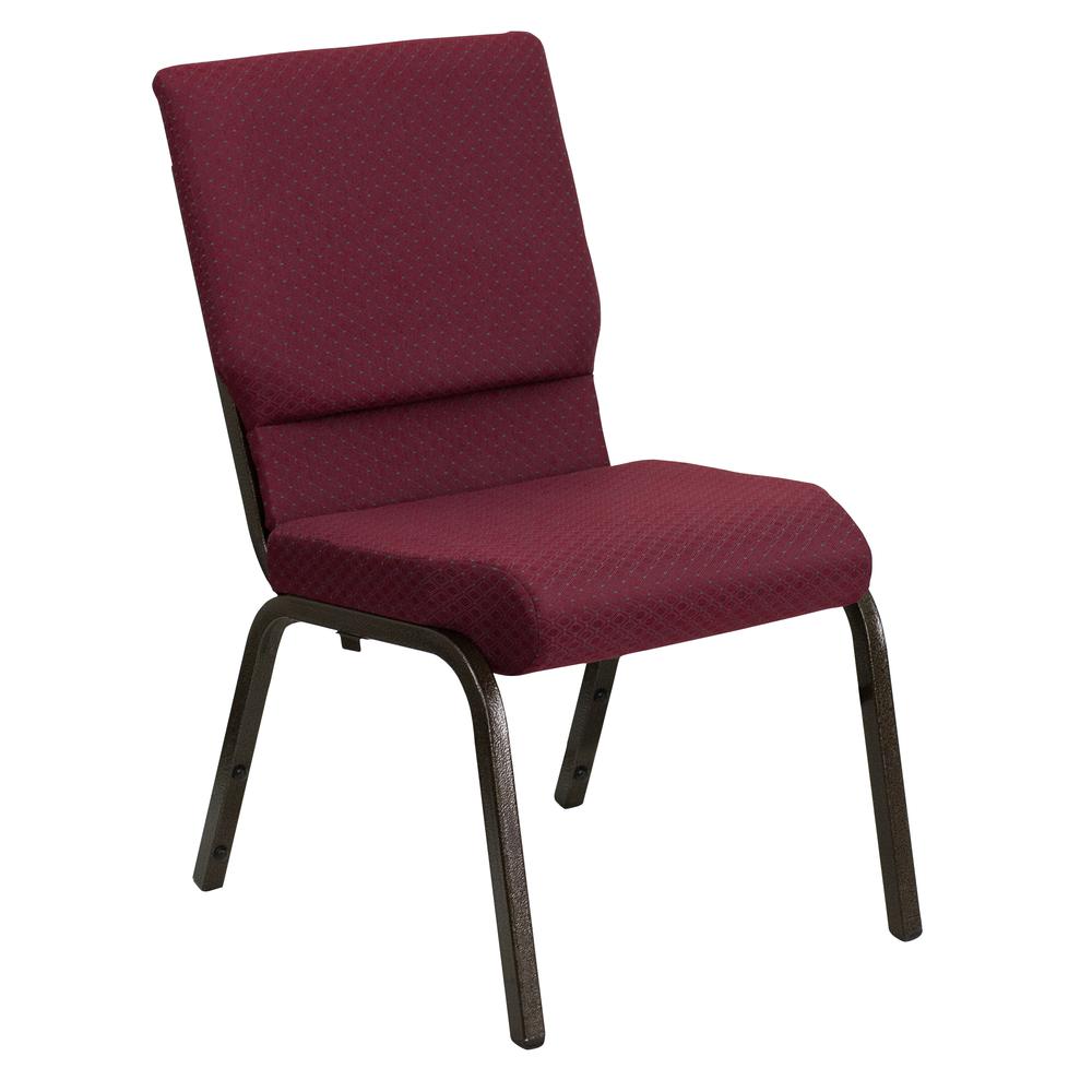  Hercules Series 18.5''W Stacking Church Chair In Burgundy Patterned Fabric - Gold Vein Frame By Flash Furniture 