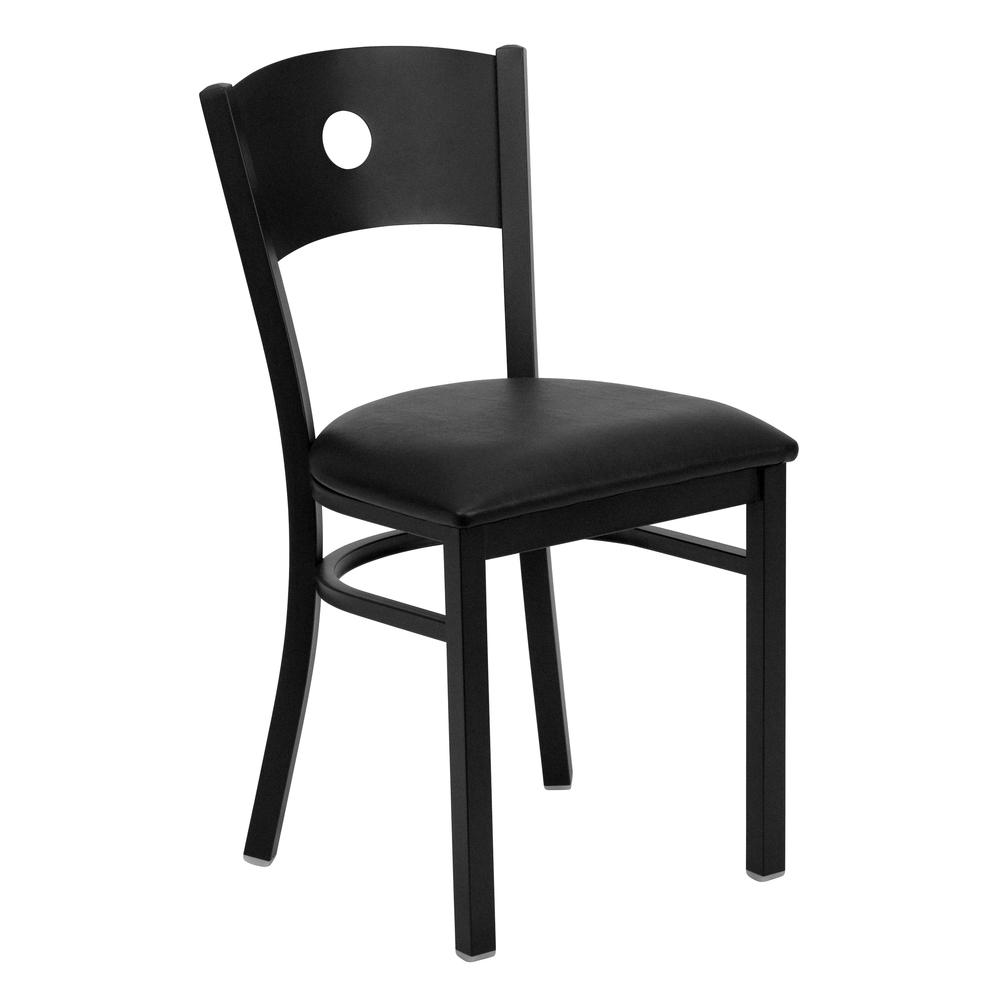  Hercules Series Black Circle Back Metal Restaurant Chair - Black Vinyl Seat By Flash Furniture 