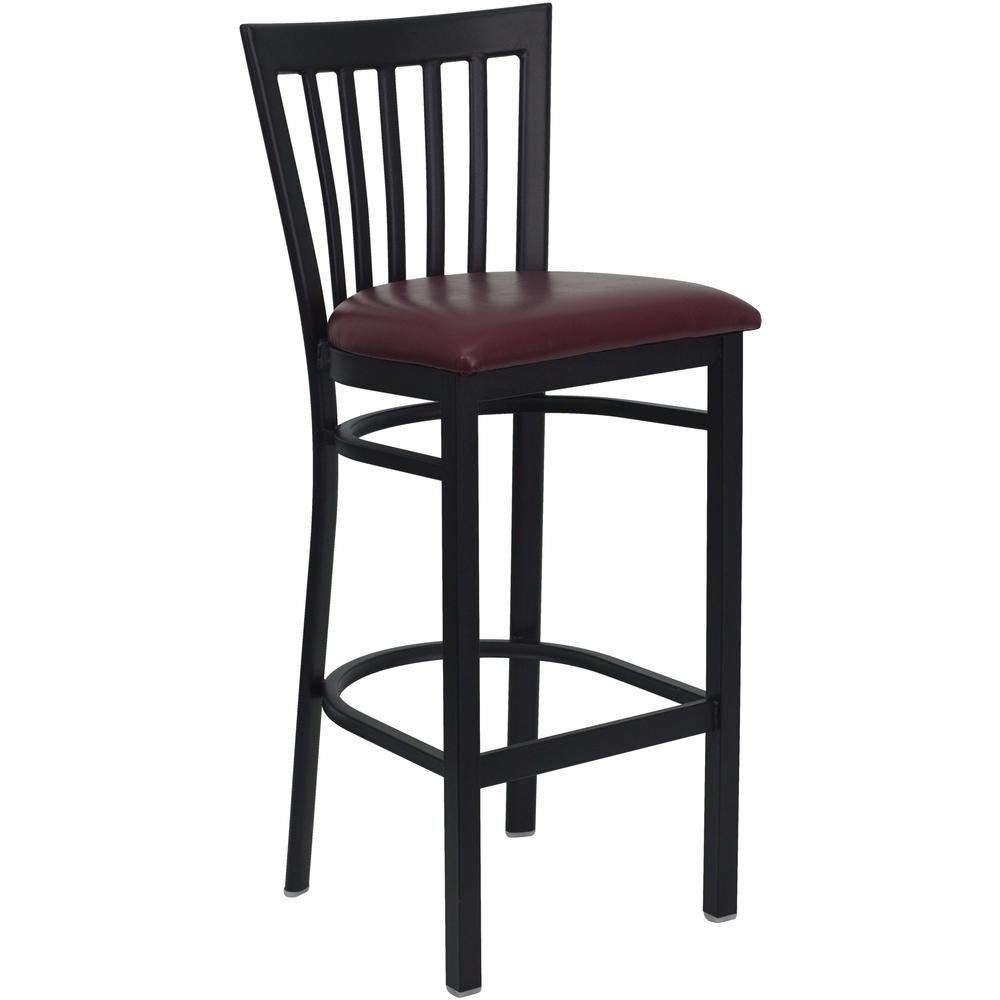  Hercules Series Black School House Back Metal Restaurant Barstool - Burgundy Vinyl Seat By Flash Furniture 