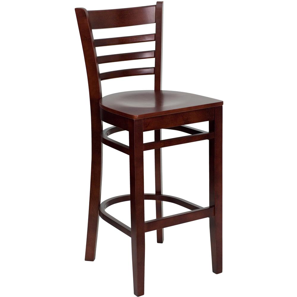  Hercules Series Ladder Back Mahogany Wood Restaurant Barstool By Flash Furniture 