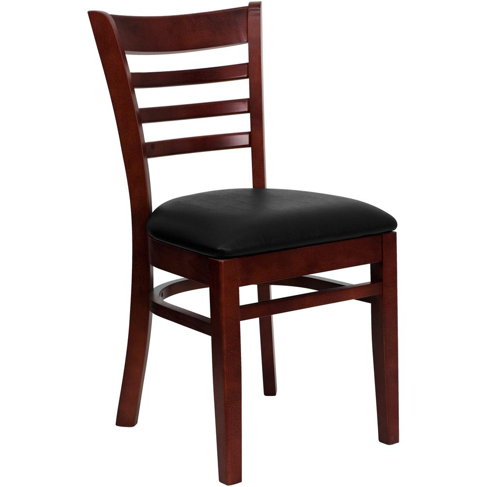  Hercules Series Ladder Back Mahogany Wood Restaurant Chair - Black Vinyl Seat By Flash Furniture 