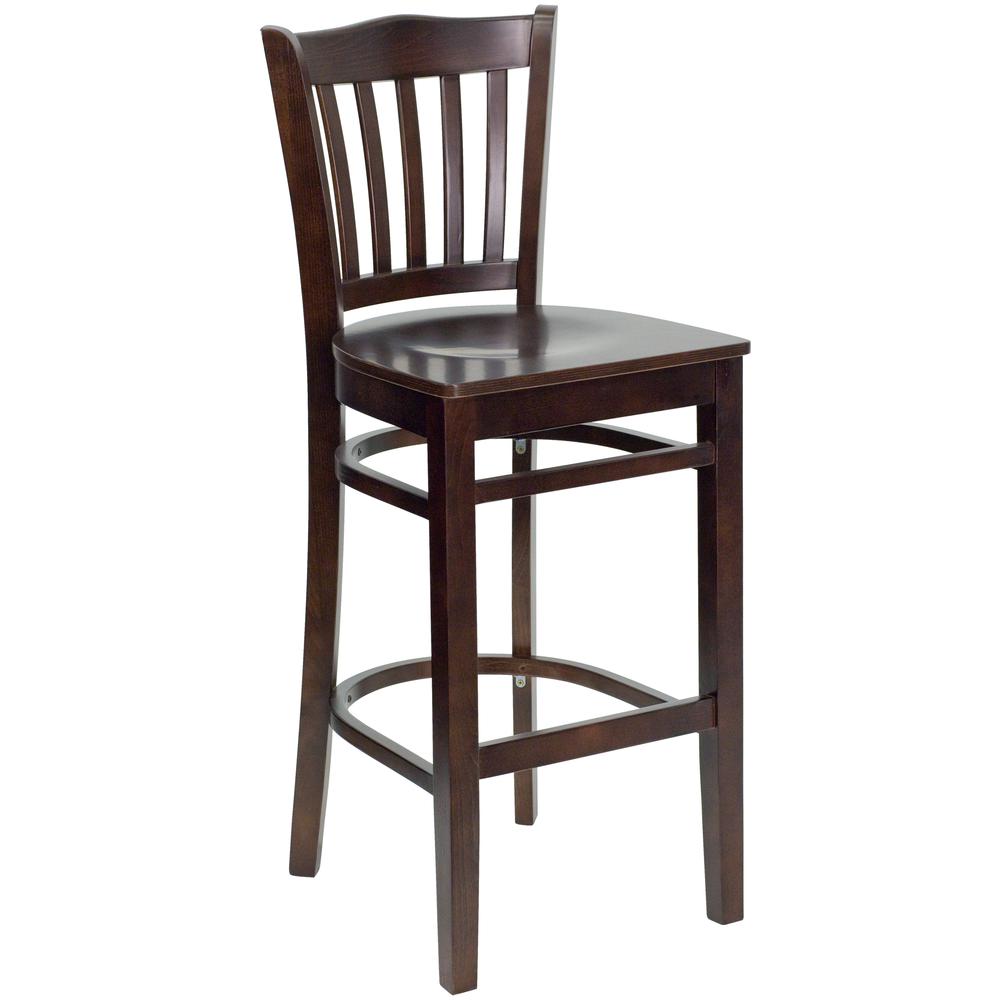  Hercules Series Vertical Slat Back Walnut Wood Restaurant Barstool By Flash Furniture 