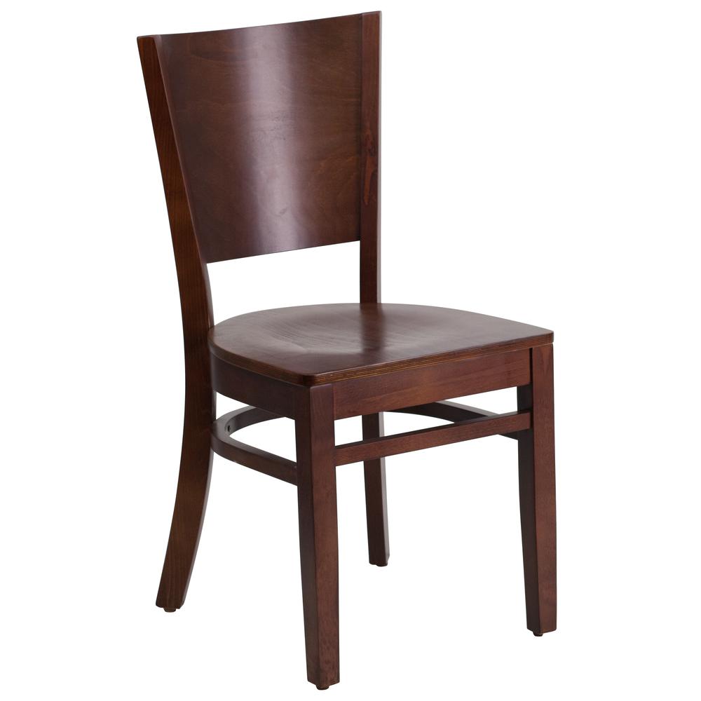  Lacey Series Solid Back Walnut Wood Restaurant Chair By Flash Furniture 