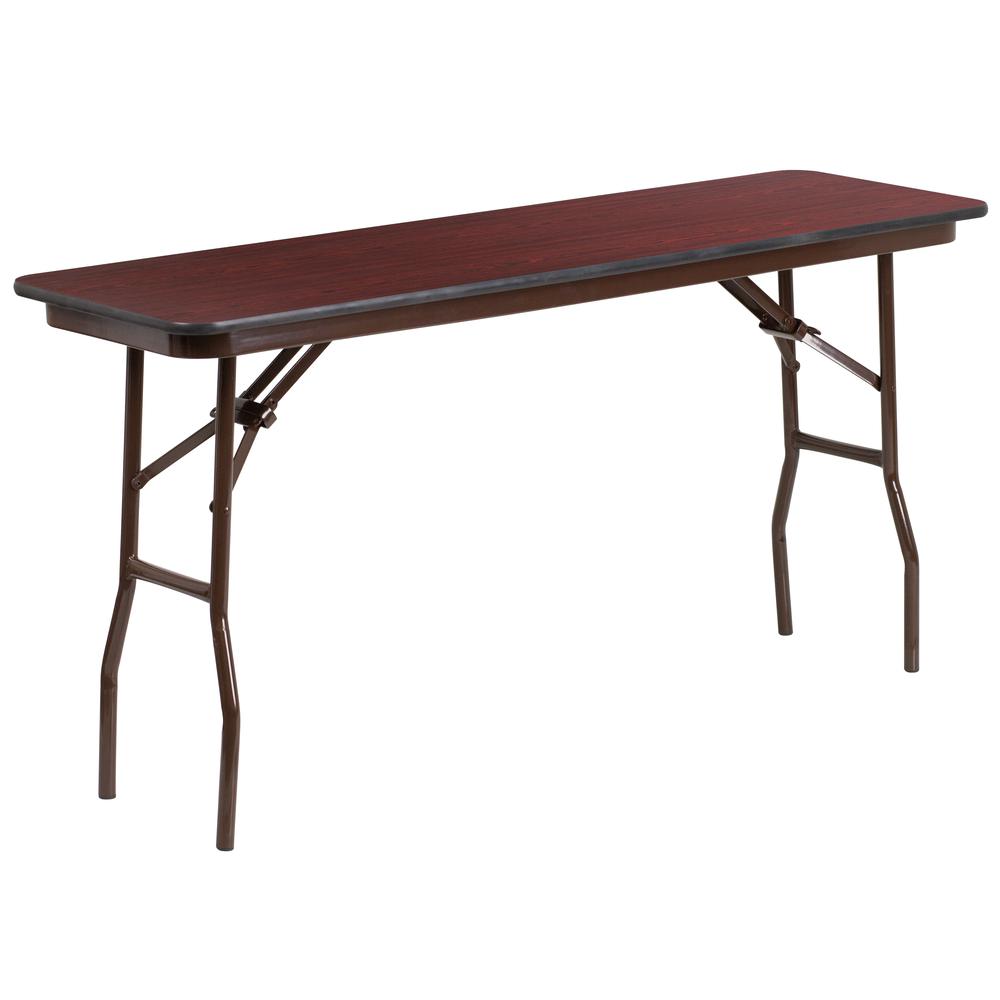  18'' X 60'' Rectangular Mahogany Melamine Laminate Folding Training Table By Flash Furniture 