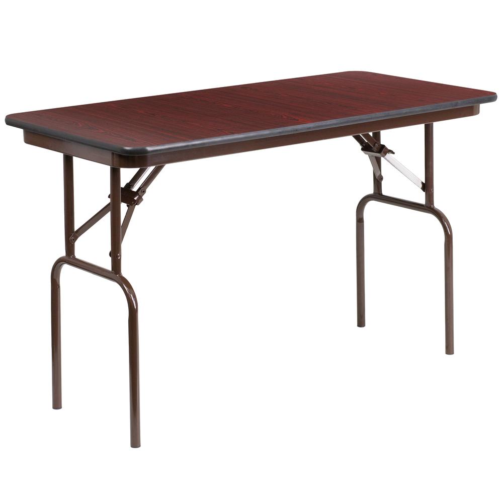  4-Foot Mahogany Melamine Laminate Folding Banquet Table By Flash Furniture 