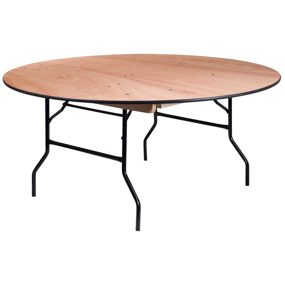  66'' Round Wood Folding Banquet Table With Clear Coated Finished Top By Flash Furniture 