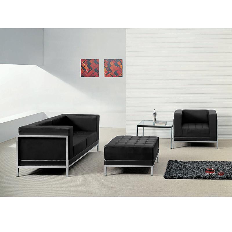  Hercules Imagination Series Black Leathersoft Loveseat, Chair & Ottoman Set By Flash Furniture 