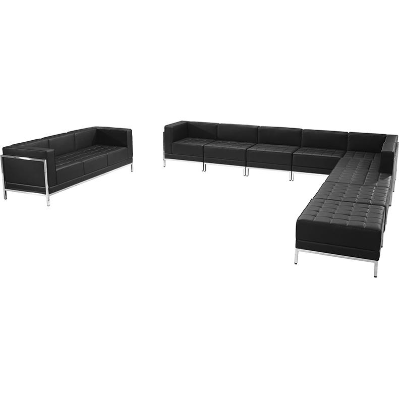  Hercules Imagination Series Black Leathersoft Sectional & Sofa Set, 10 Pieces By Flash Furniture 