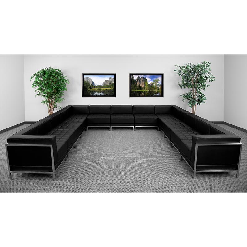  Hercules Imagination Series Black Leathersoft U-Shape Sectional Configuration, 13 Pieces By Flash Furniture 