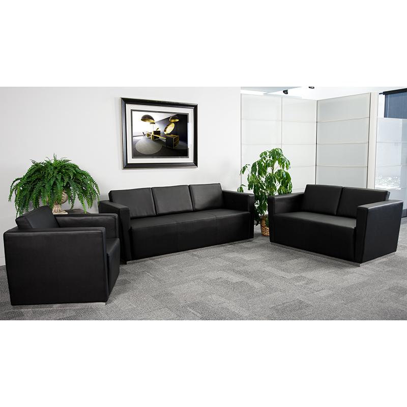  Hercules Trinity Series Reception Set In Black Leathersoft By Flash Furniture 