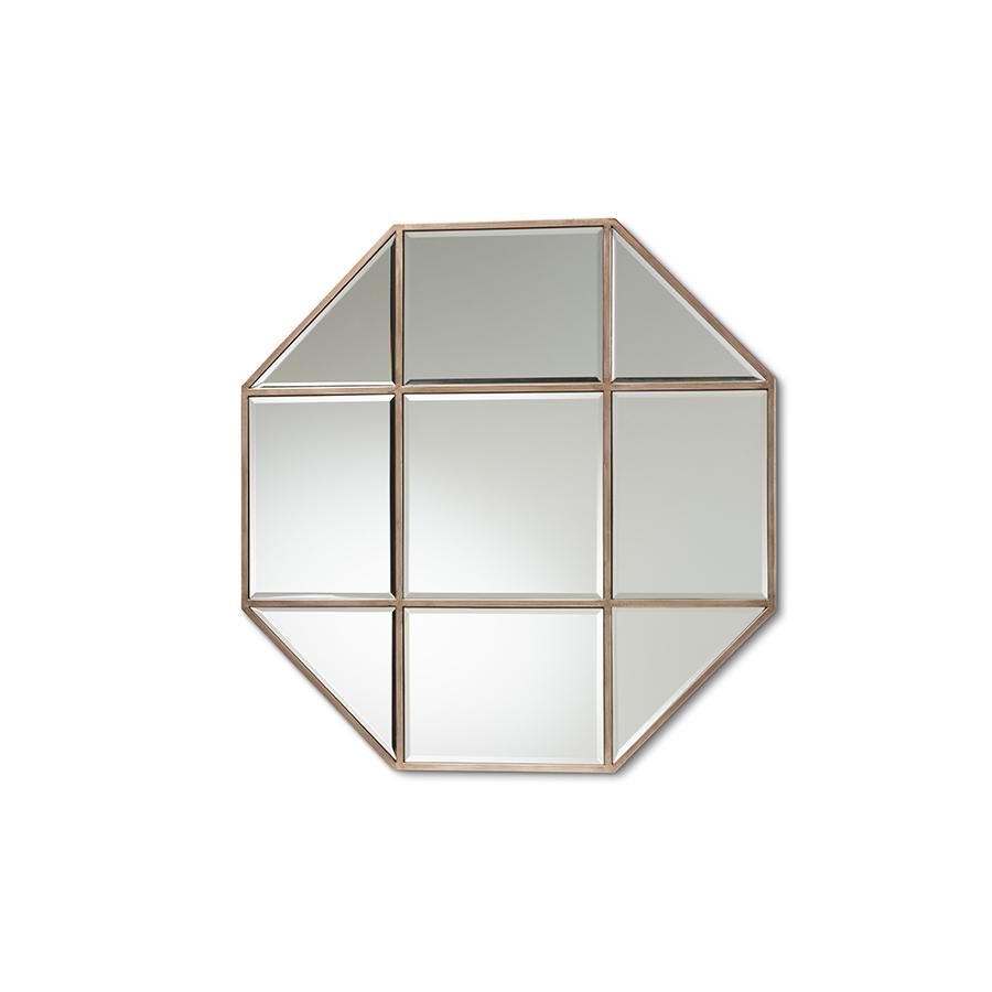  Baxton Studio Enora Modern and Contemporary Antique Bronze Finished Metal Geometric Accent Wall Mirror 