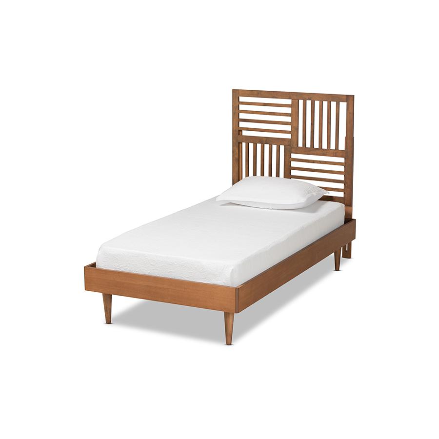  Baxton Studio Romy Modern and Contemporary Walnut Brown Finished Wood Twin Size Platform Bed 