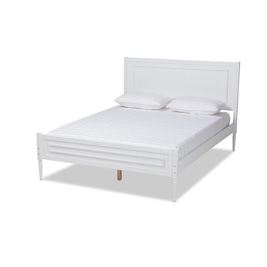 Baxton Studio Madison White Modern Bed with Upholstered Headboard