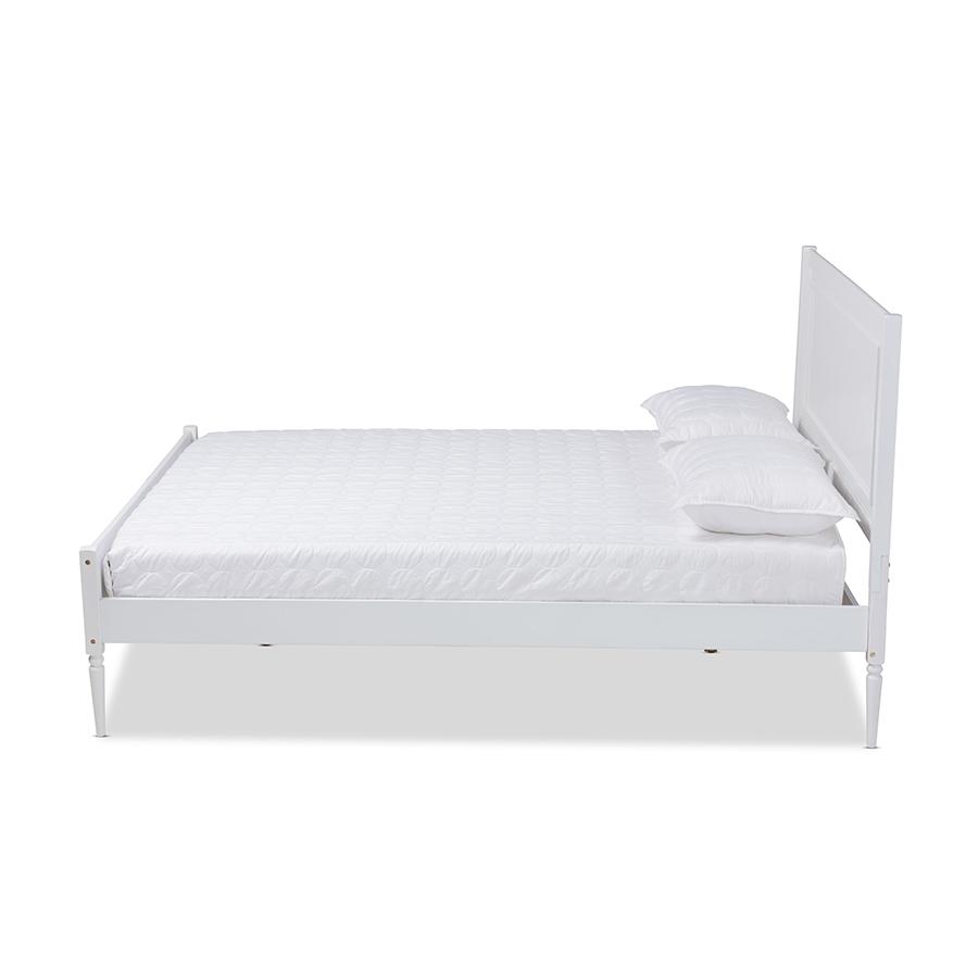 Baxton Studio Madison White Modern Bed with Upholstered Headboard