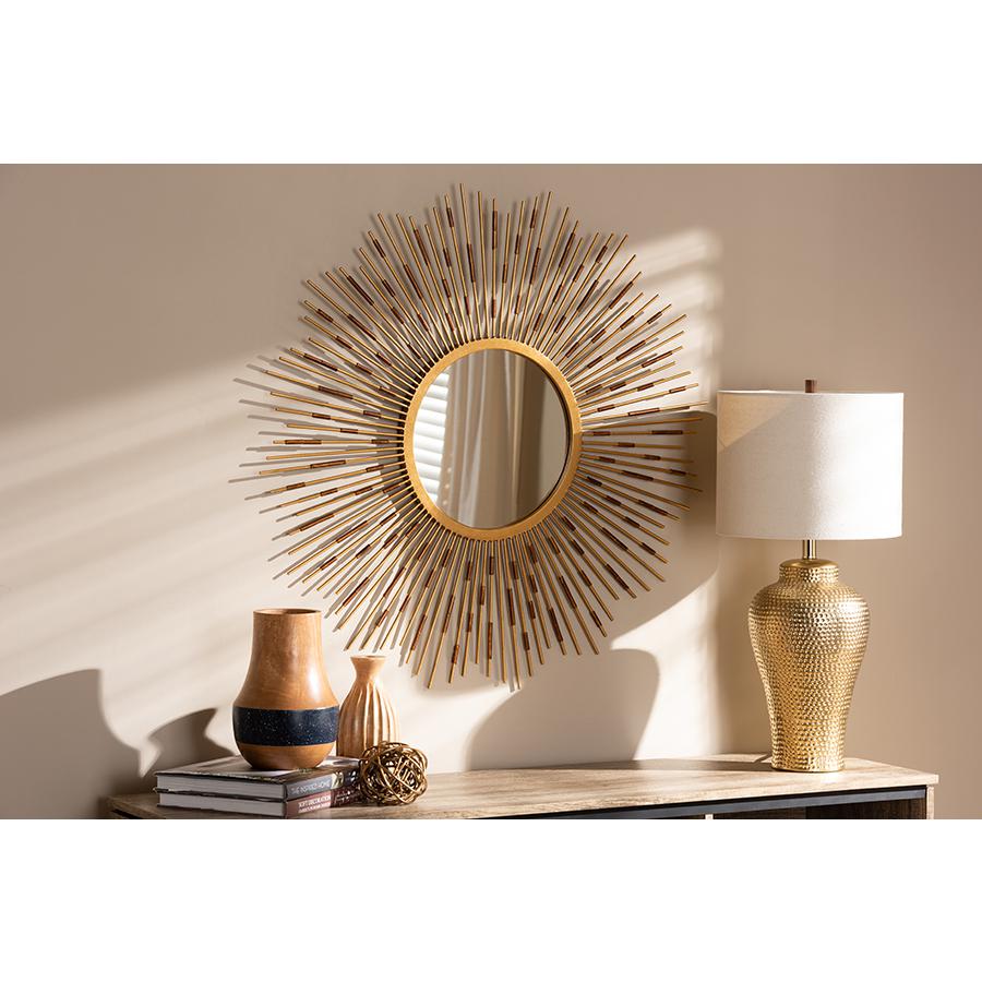  Baxton Studio Apollonia Modern and Contemporary Gold Finished Sunburst Accent Wall Mirror 