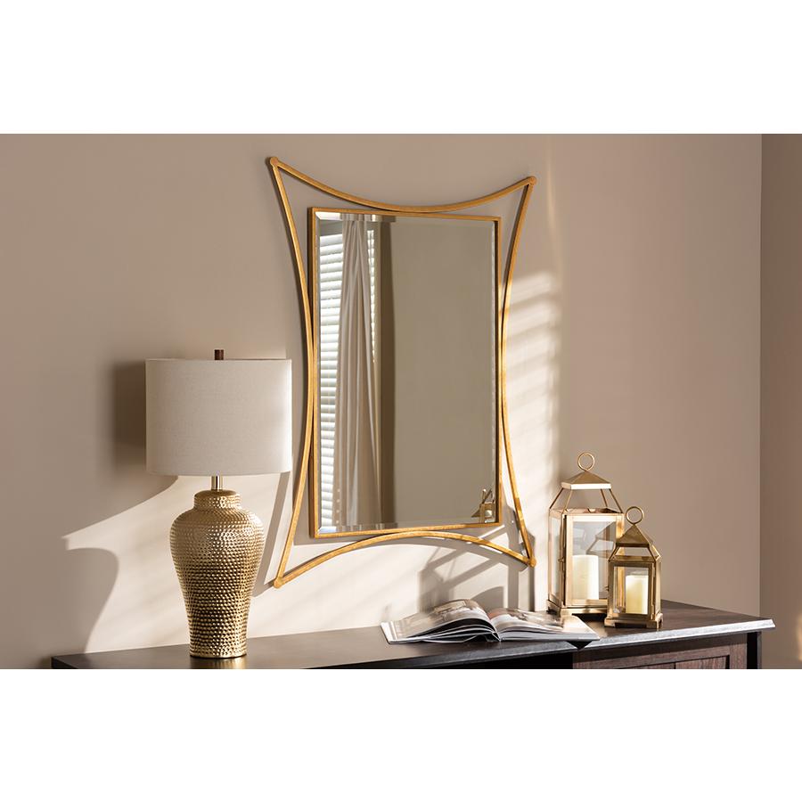  Baxton Studio Melia Modern and Contemporary Antique Gold Finished Rectangular Accent Wall Mirror 