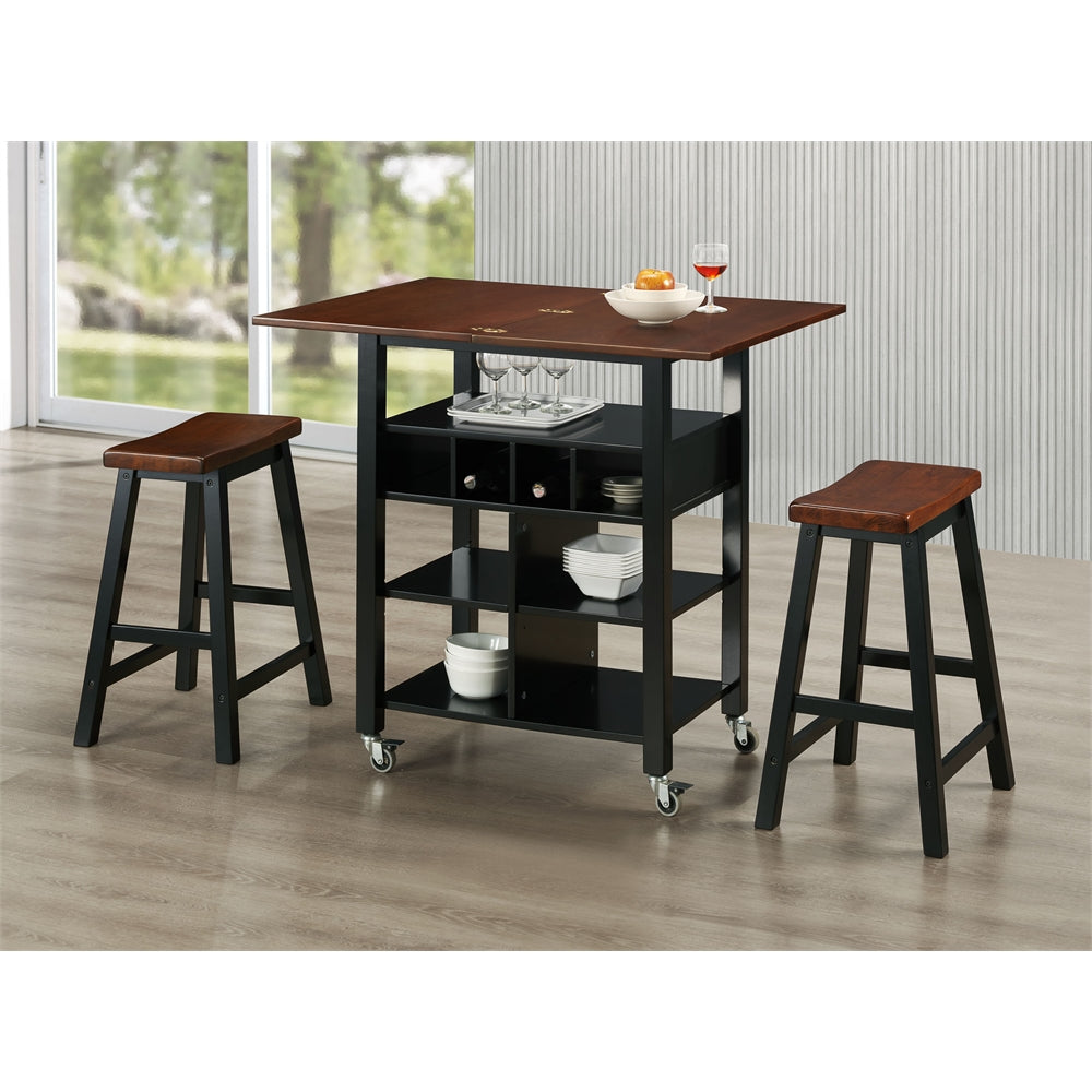  Phoenix Kitchen Island With 2 Stools By 4D Concepts 