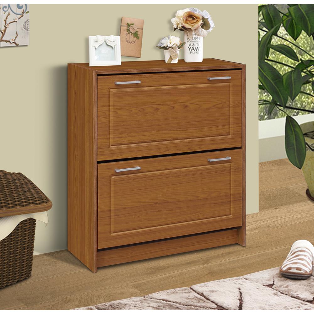  Deluxe Double Shoe Cabinet, Fruitwood By 4D Concepts 